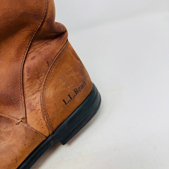 L.L. Bean Leather Mid-Calf Boots Brown Slip-On Classic Outdoor Size 7 - Picture 4 of 13